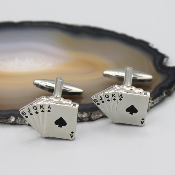Other - Poker cards money silver tone cufflinks